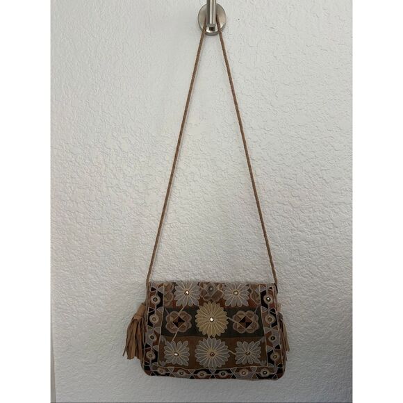 Anthropologie Khanna Embroidered Clutch / Crossbody Bag in Neutral - Picture 2 of 12